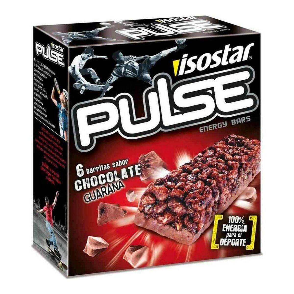 Energy bar Isostar Pulse Chocolate Guarana (6 uds)