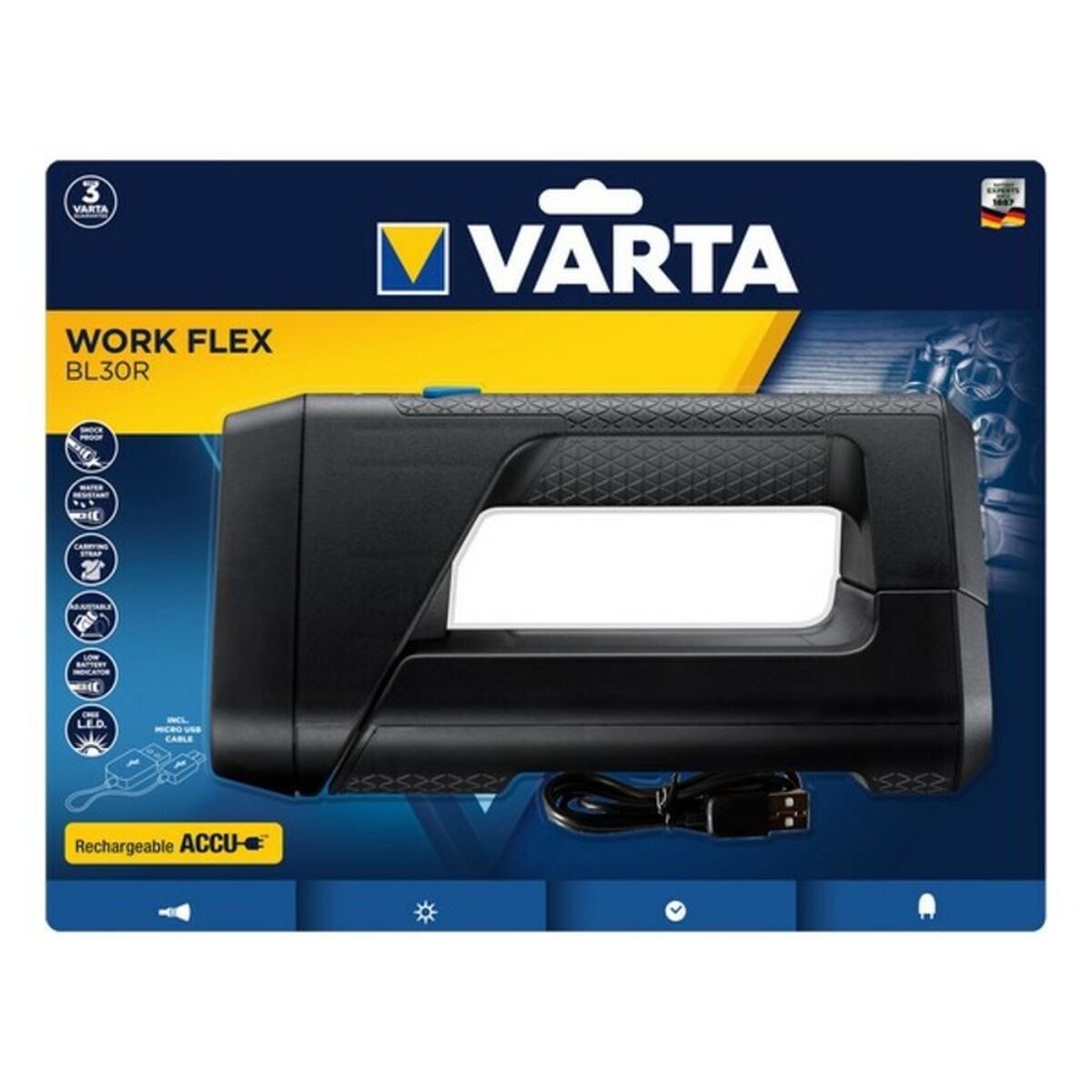Torch Varta Work Flex Black 600 lm