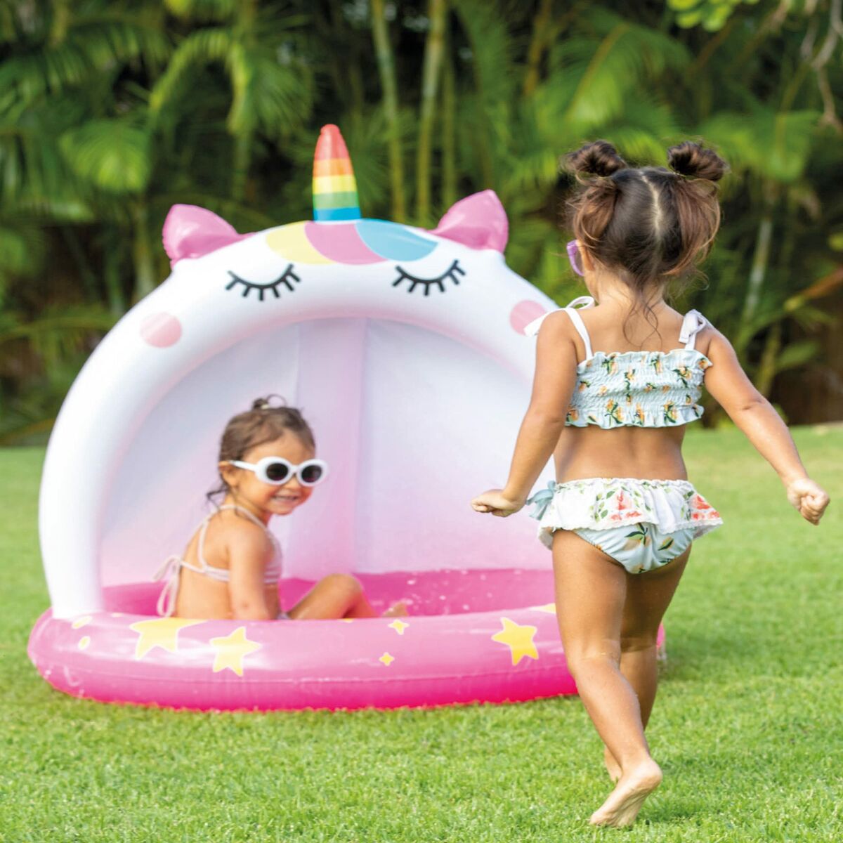 Inflatable Paddling Pool for Children Intex Pink Unicorn 102 x 102 cm