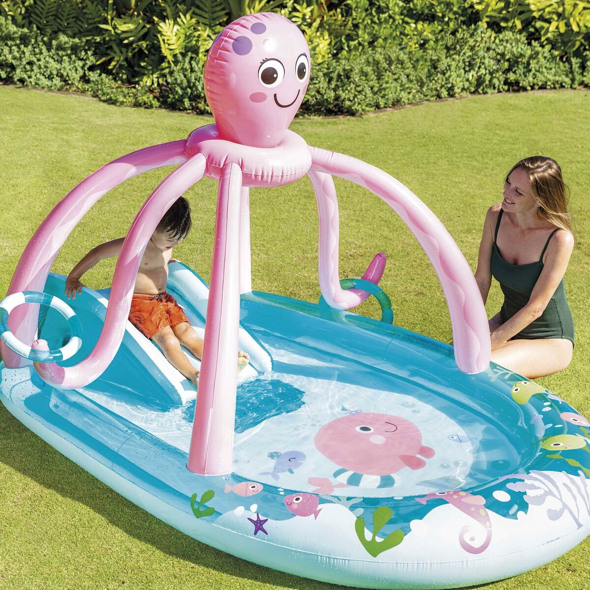 Inflatable Paddling Pool for Children Intex 229 L Octopus 243 x 183 x 150 cm