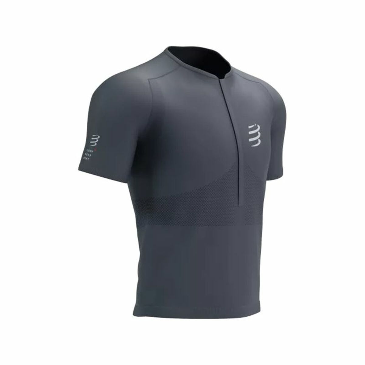 Unisex Short Sleeve T-Shirt Compressport Trail Half-Zip Fitted SS Grey