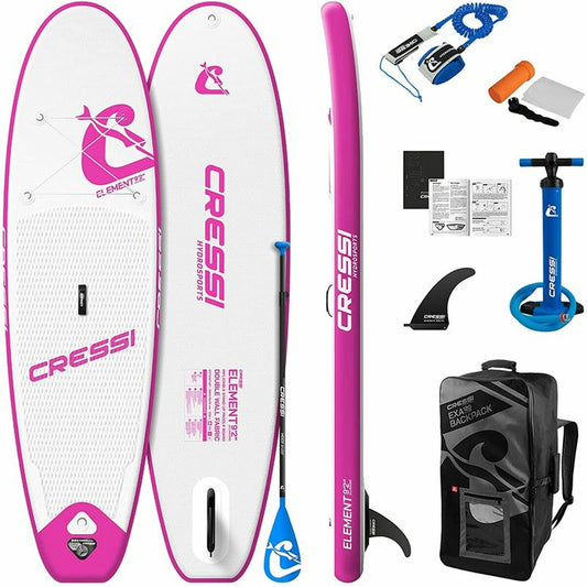 Inflatable Paddle Surf Board with Accessories Element  All Round Cressi-Sub 9,2" White Transparent White/Pink