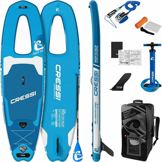 Inflatable Paddle Surf Board with Accessories Reef Window Cressi-Sub 10,2" Blue