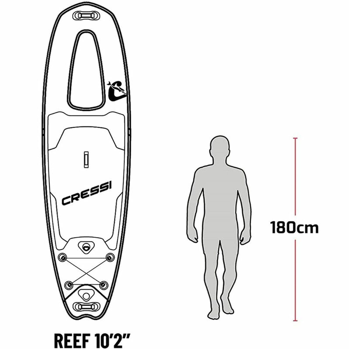 Inflatable Paddle Surf Board with Accessories Reef Window Cressi-Sub 10,2" Blue