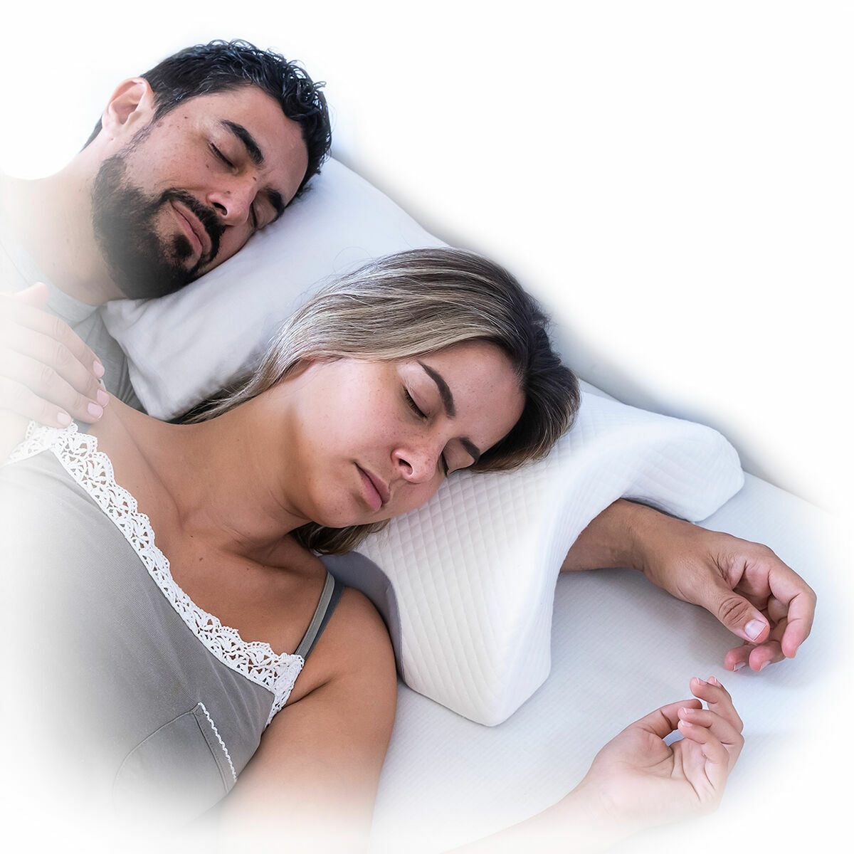 Viscoelastic Cervical Pillow for Couples Cozzy InnovaGoods White Viscoelastic foam (Refurbished A)
