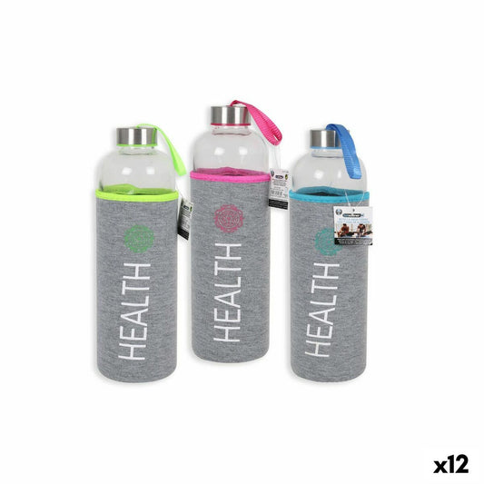Glass Bottle with Neoprene Cover Bewinner Health 1 L (12 Units)