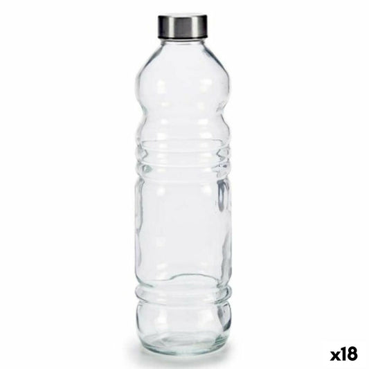 Glass Bottle Transparent Silver Glass 1,1 L 8 x 31 x 8 cm (18 Units)