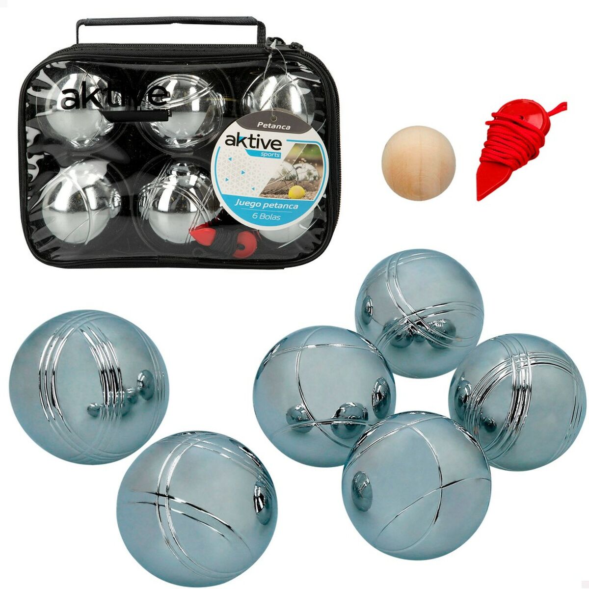 Boules Set Aktive 6 Balls Metal Chrome-plated steel (4 Units)