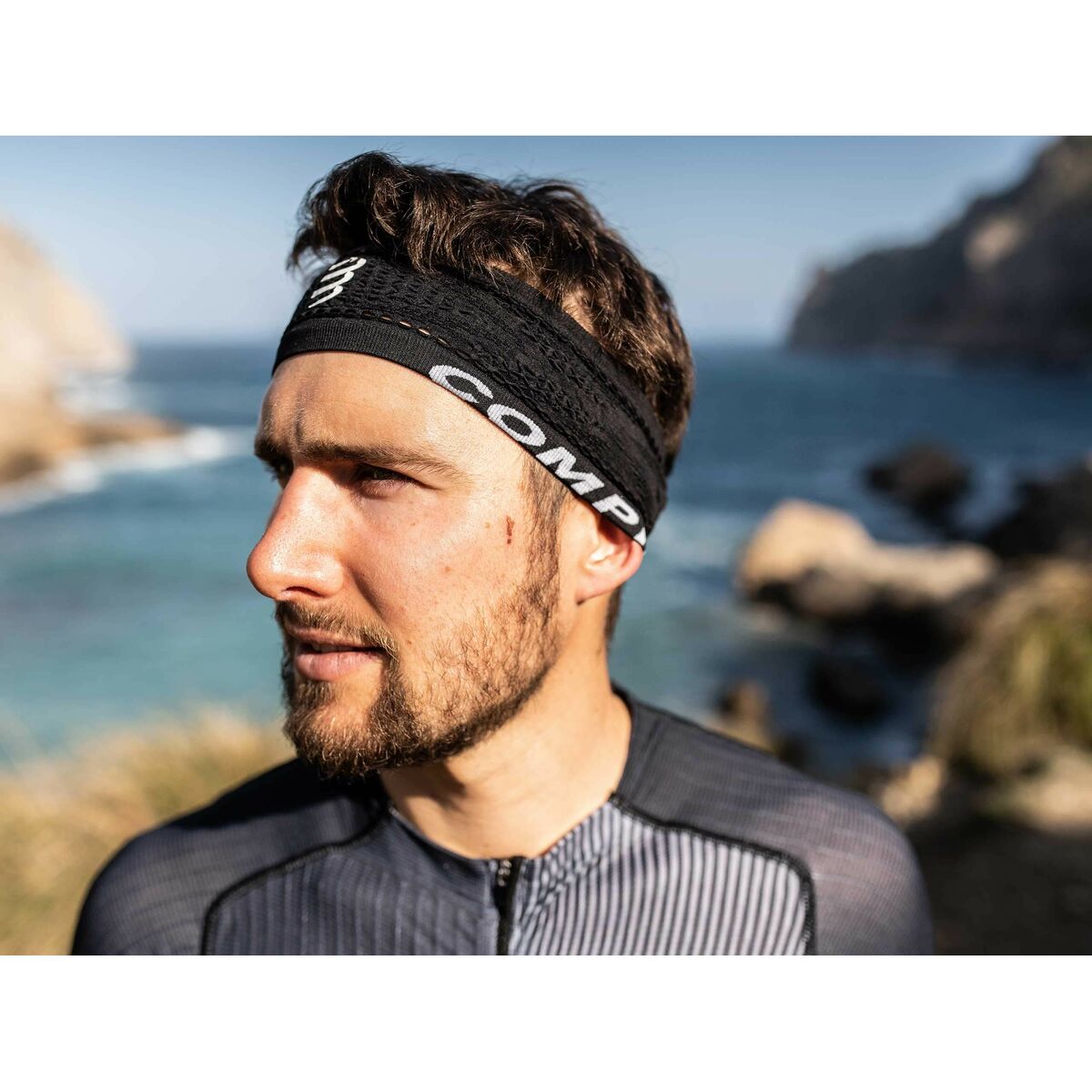 Sports Strip for the Head Compressport Thin On/Off Black